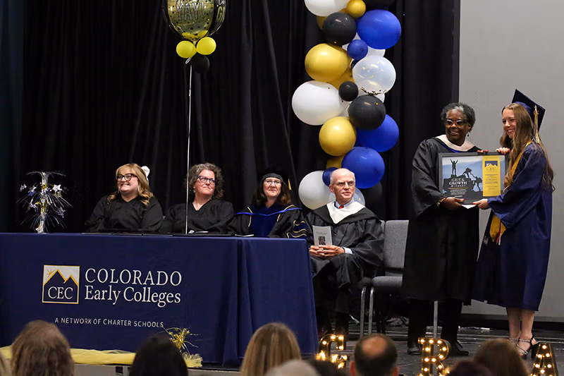 Danica Cooper from CEC Windsor High School accepts her award for "Grit & Growth".