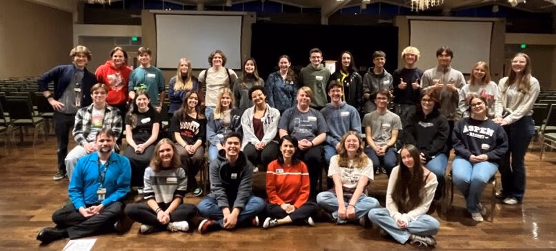 CEC Fort Collins High school students pose for a picture in a large group for CSU Math Day.