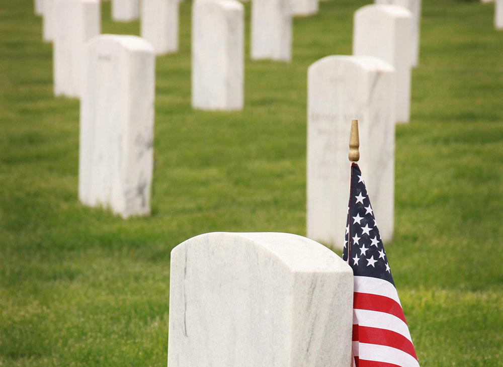 Memorial-Day Memorial Day, American flag and tombstones.