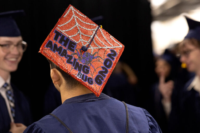 CEC Fort Collins Highs School graduate cap that says "the amazing bug 2026".
