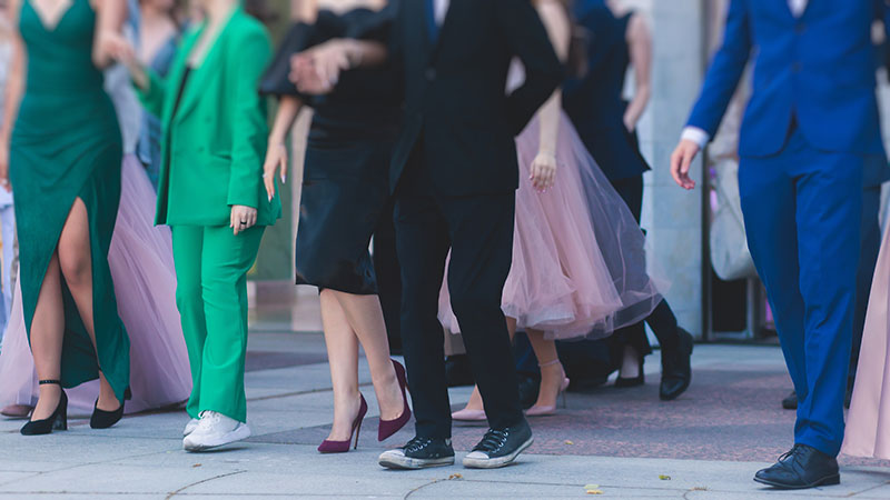 CEC Aurora High School kids walking into a dance.
