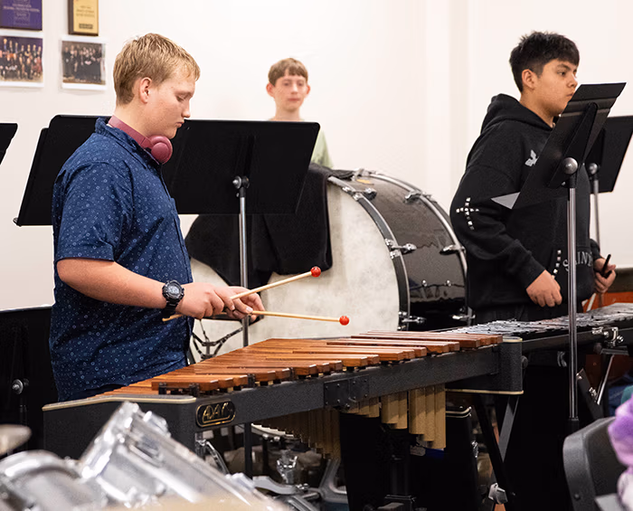 CECFC High School Band students practice during band class.